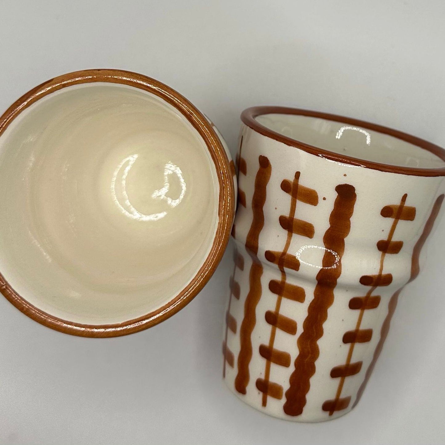 Moroccan Tea Cup Fez (Brown & White Pattern)