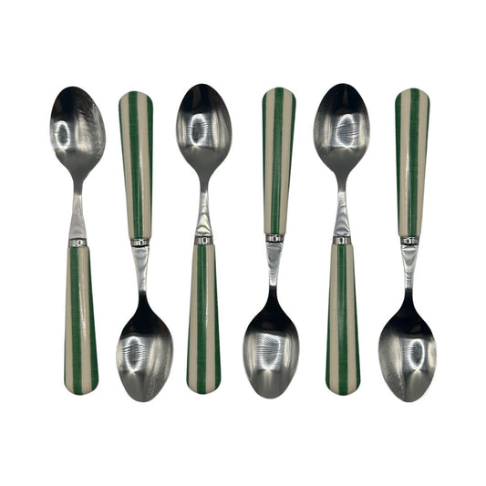 Alfred's Green Stripe Stainless Steel Tea Spoons