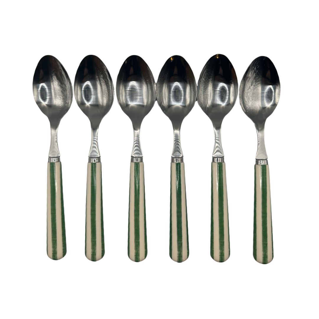 Alfred's Green Stripe Stainless Steel Table Spoons