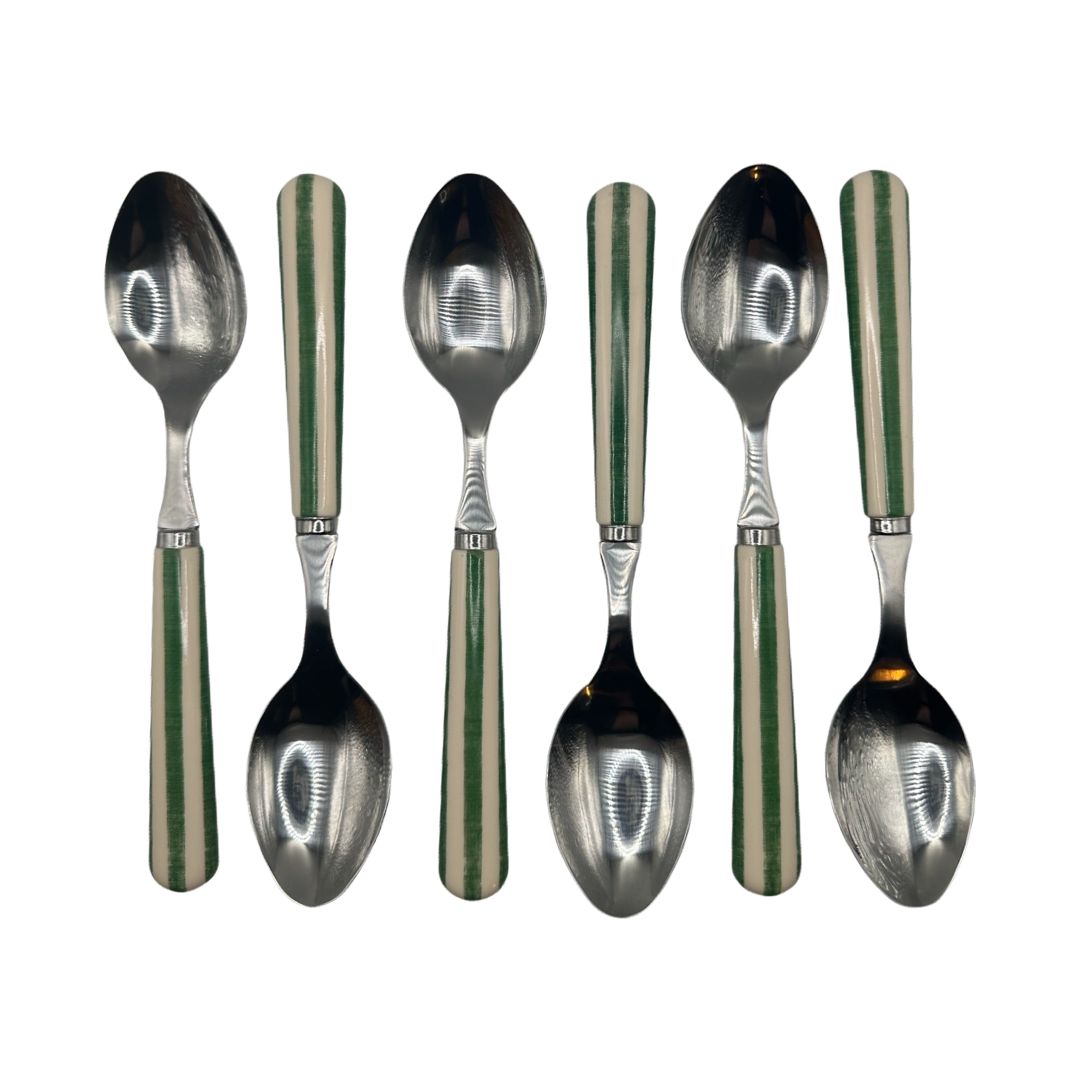 Alfred's Green Stripe Stainless Steel Table Spoons