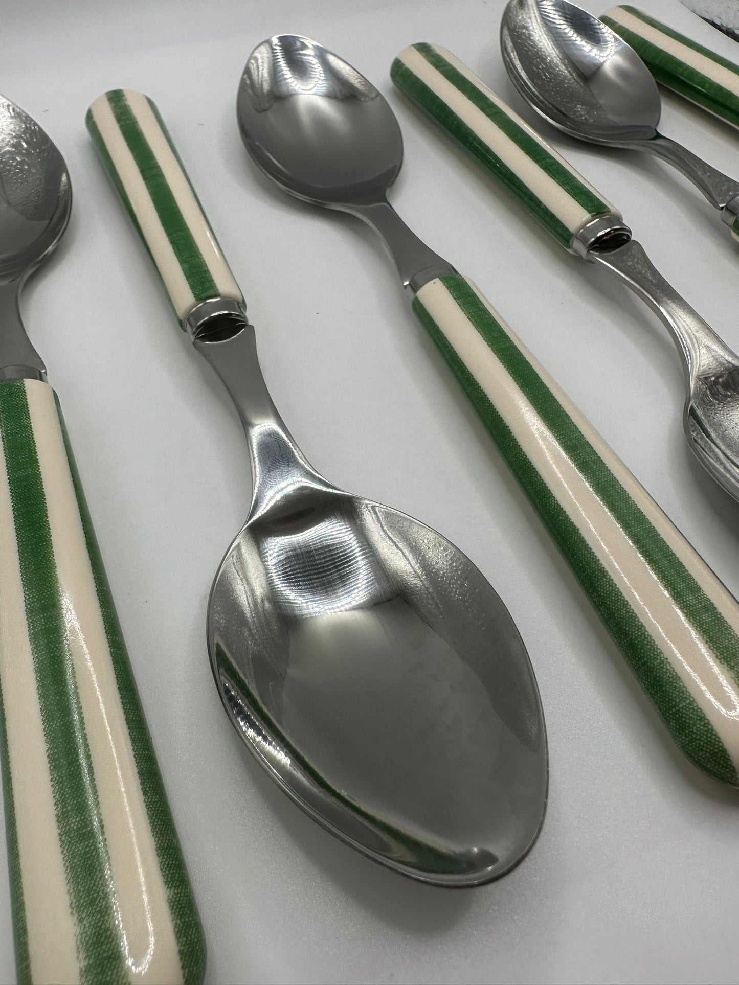 Alfred's Green Stripe Stainless Steel Table Spoons