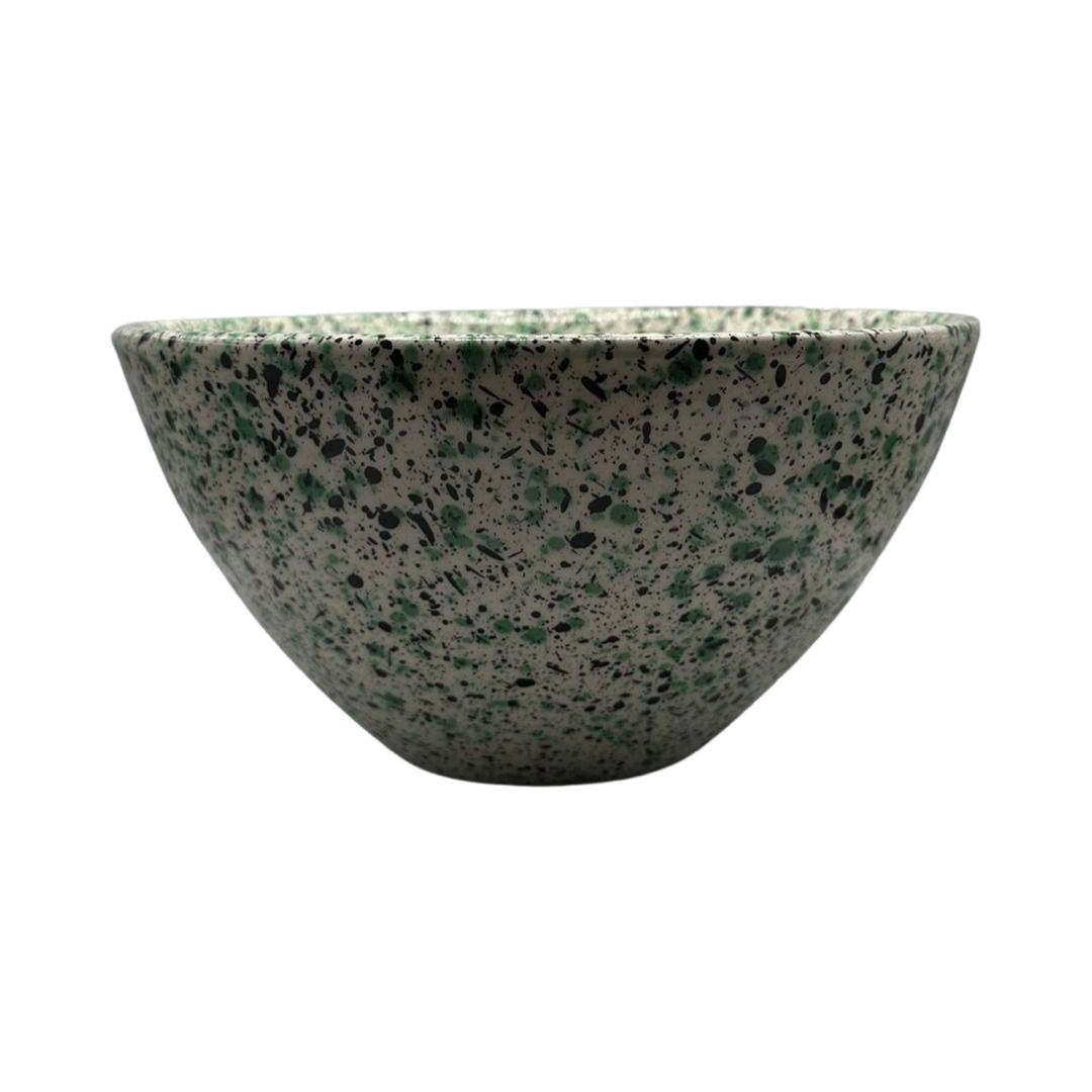 Large Ceramic Salad Bowl (Green, Black & White)