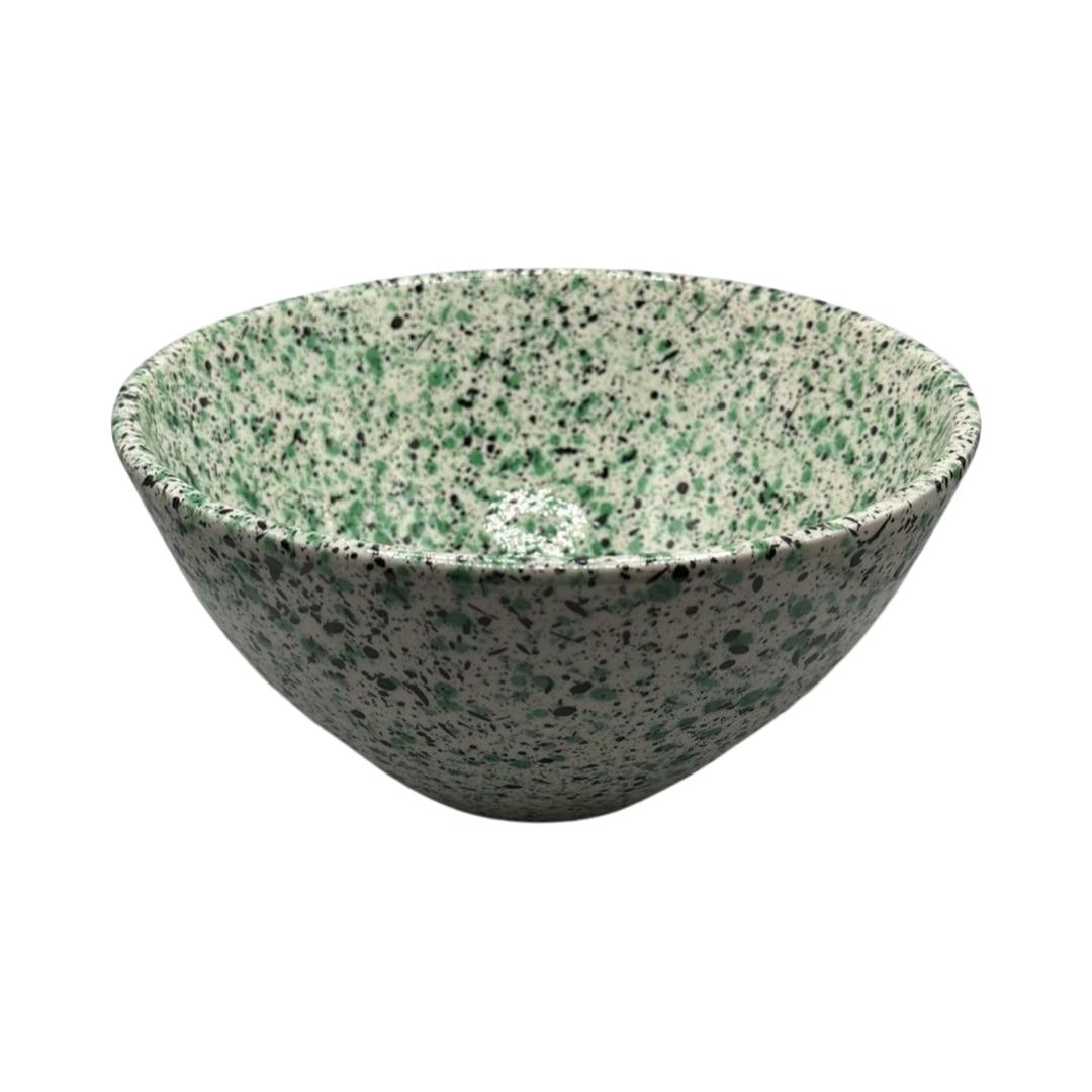 Large Ceramic Salad Bowl (Green, Black & White)