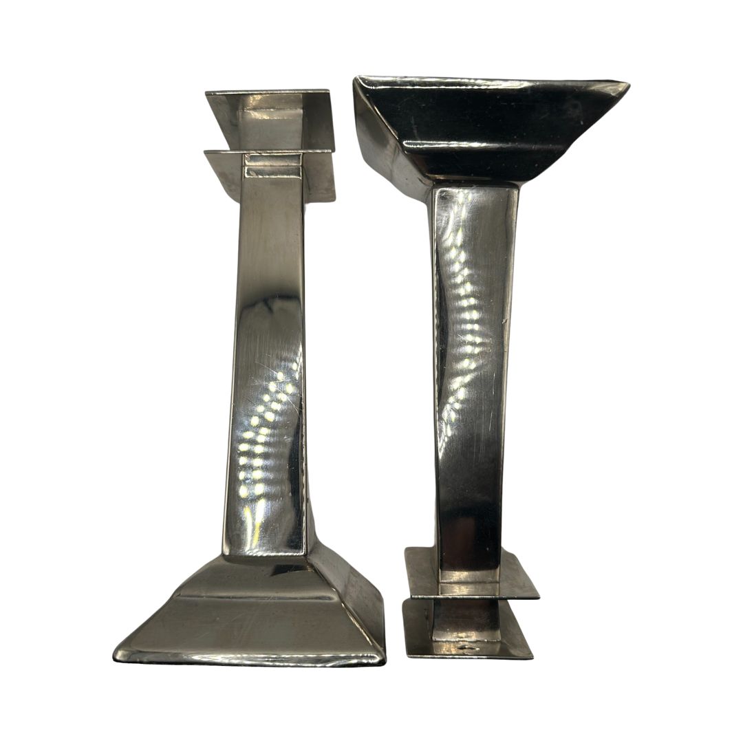 Silver Column Candle Sticks