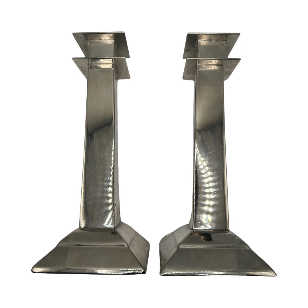 Silver Column Candle Sticks