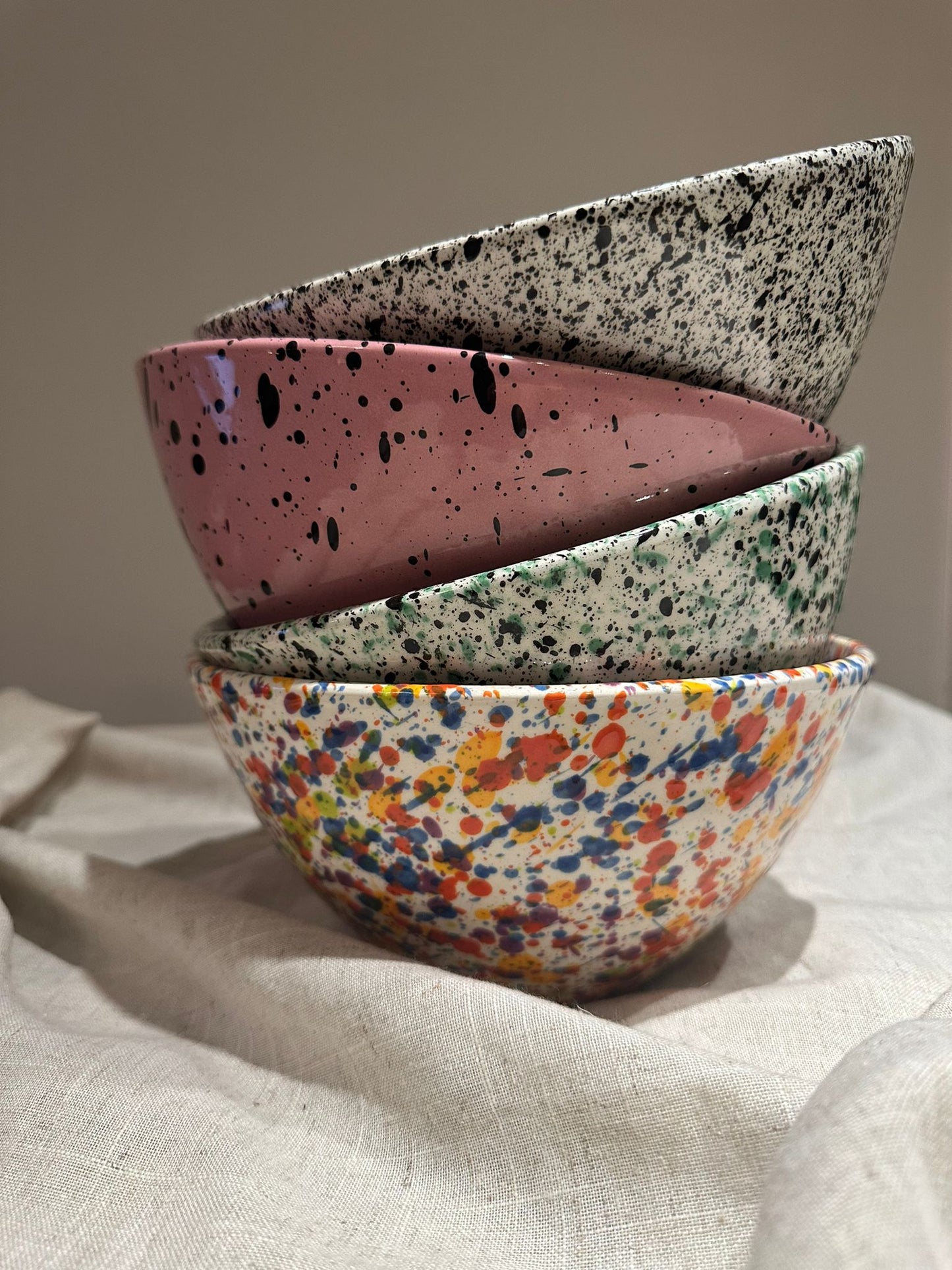 Large Ceramic Salad Bowl (Black & White Splatter)