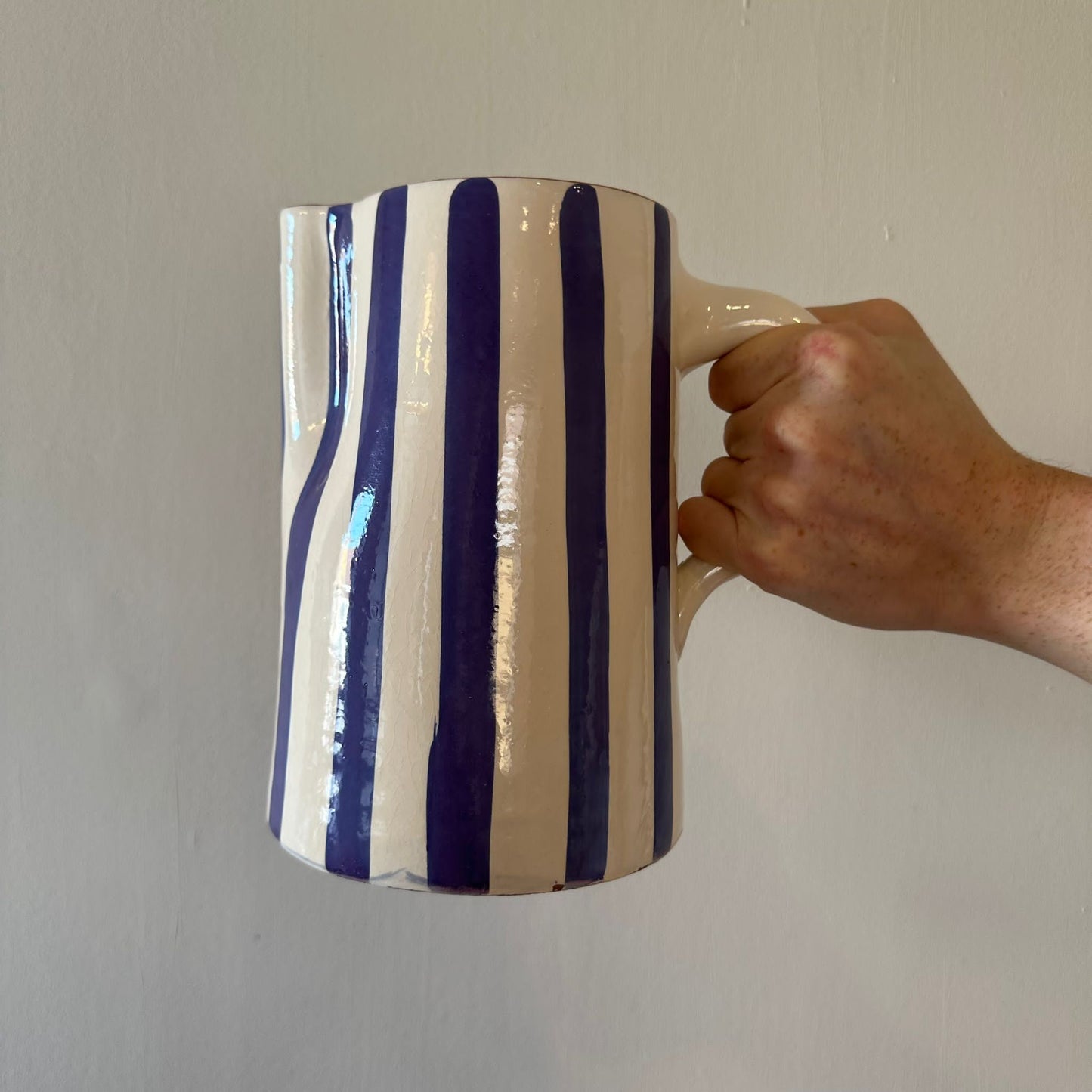 Moroccan Carafe (Blue & White Pyjama Stripe)