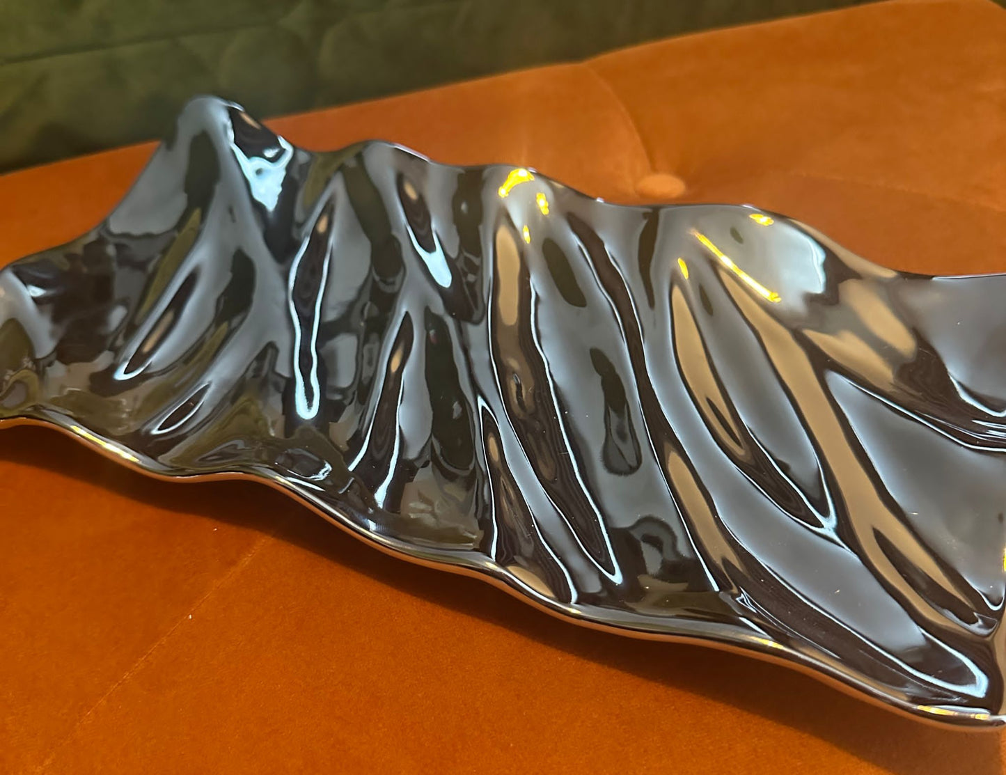 Silver Ceramic Ripple Dish