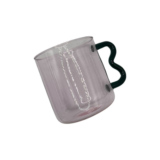 Wavy Handle Glass Mug (Purple & Green)