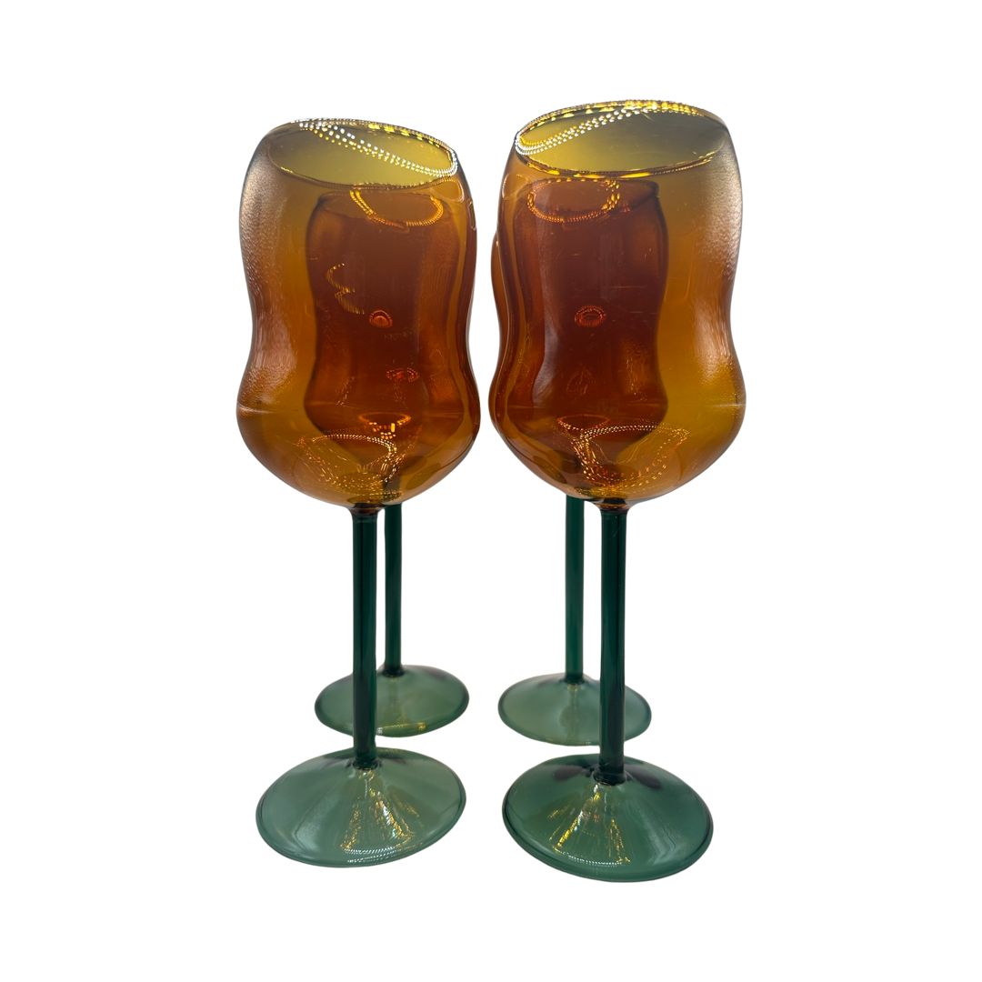 Orange & Green Tulip Glasses (Set of 2)