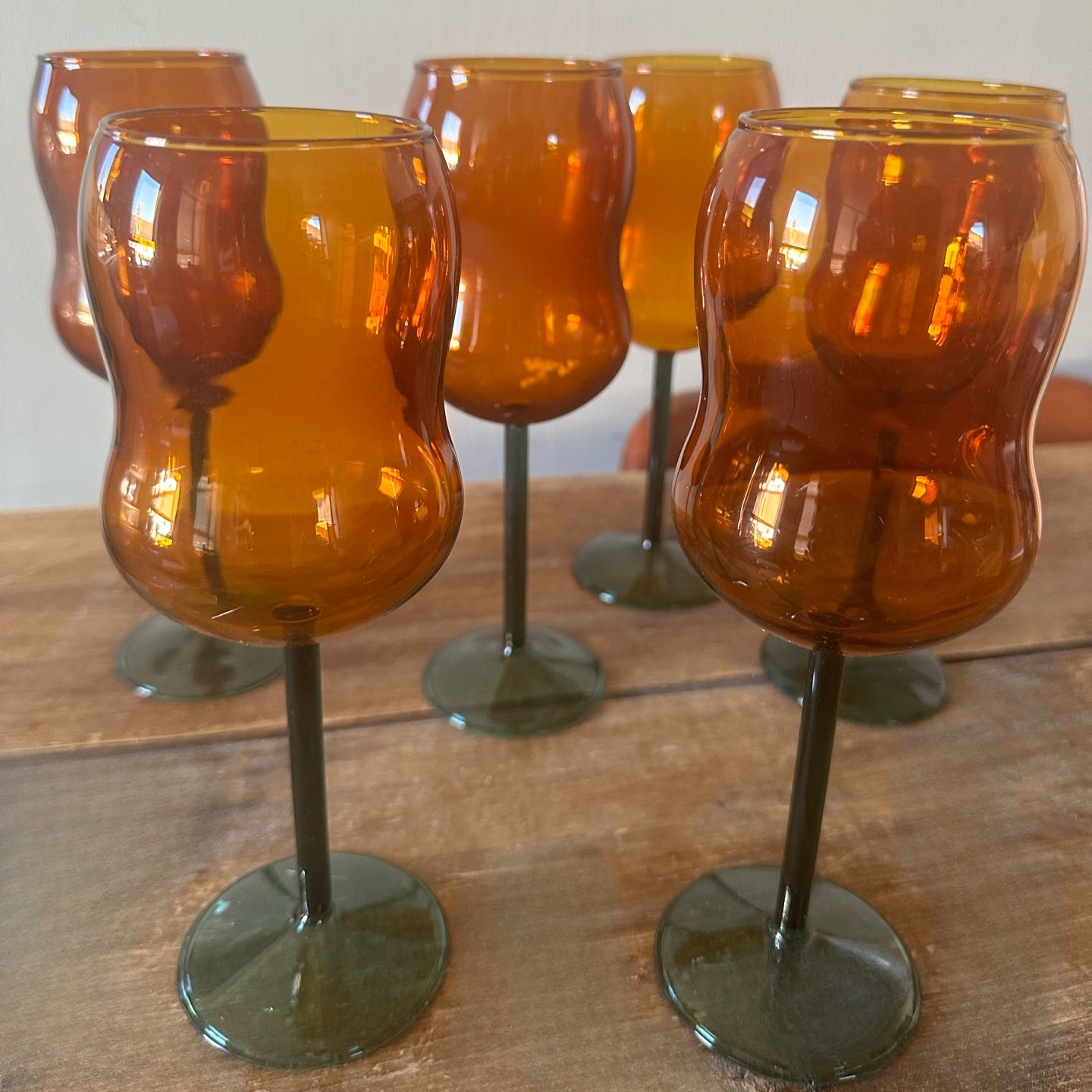 Orange & Green Tulip Glasses (Set of 2)