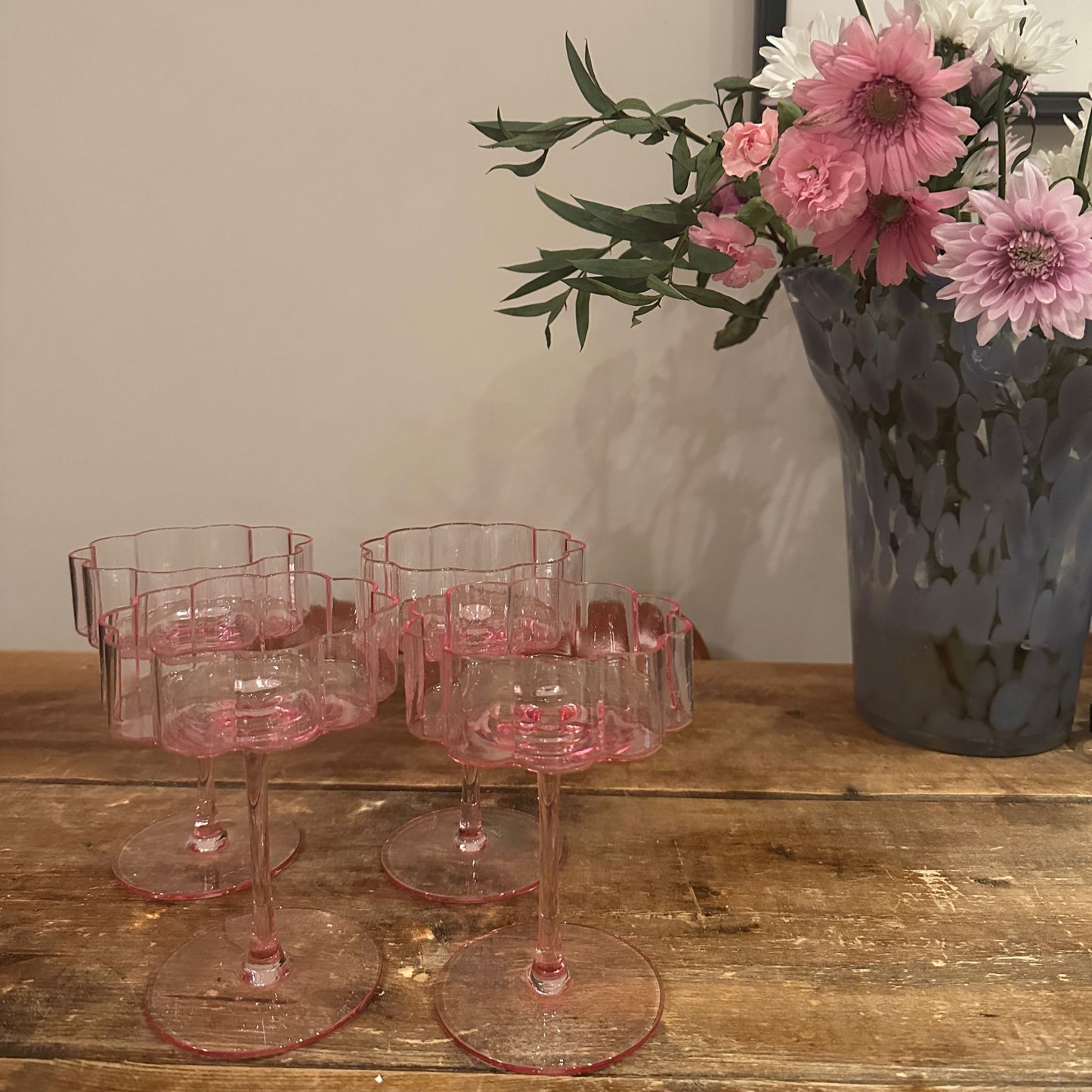 Pink Wave Coupe Glass (Set of 2)