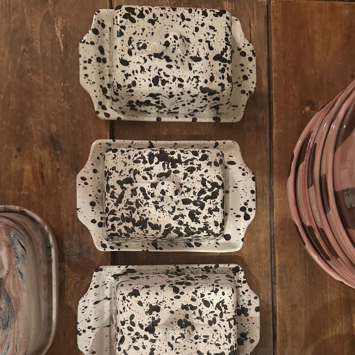 Black & White Splatter Butter Dish