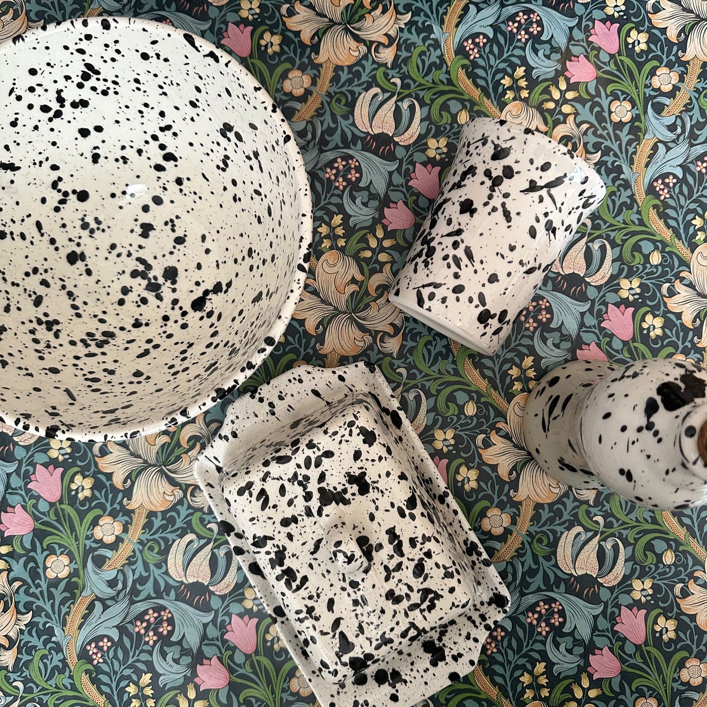 Black & White Splatter Butter Dish