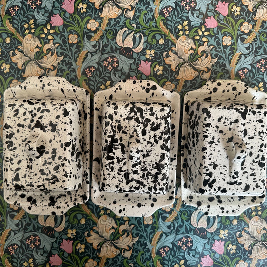 Black & White Splatter Butter Dish