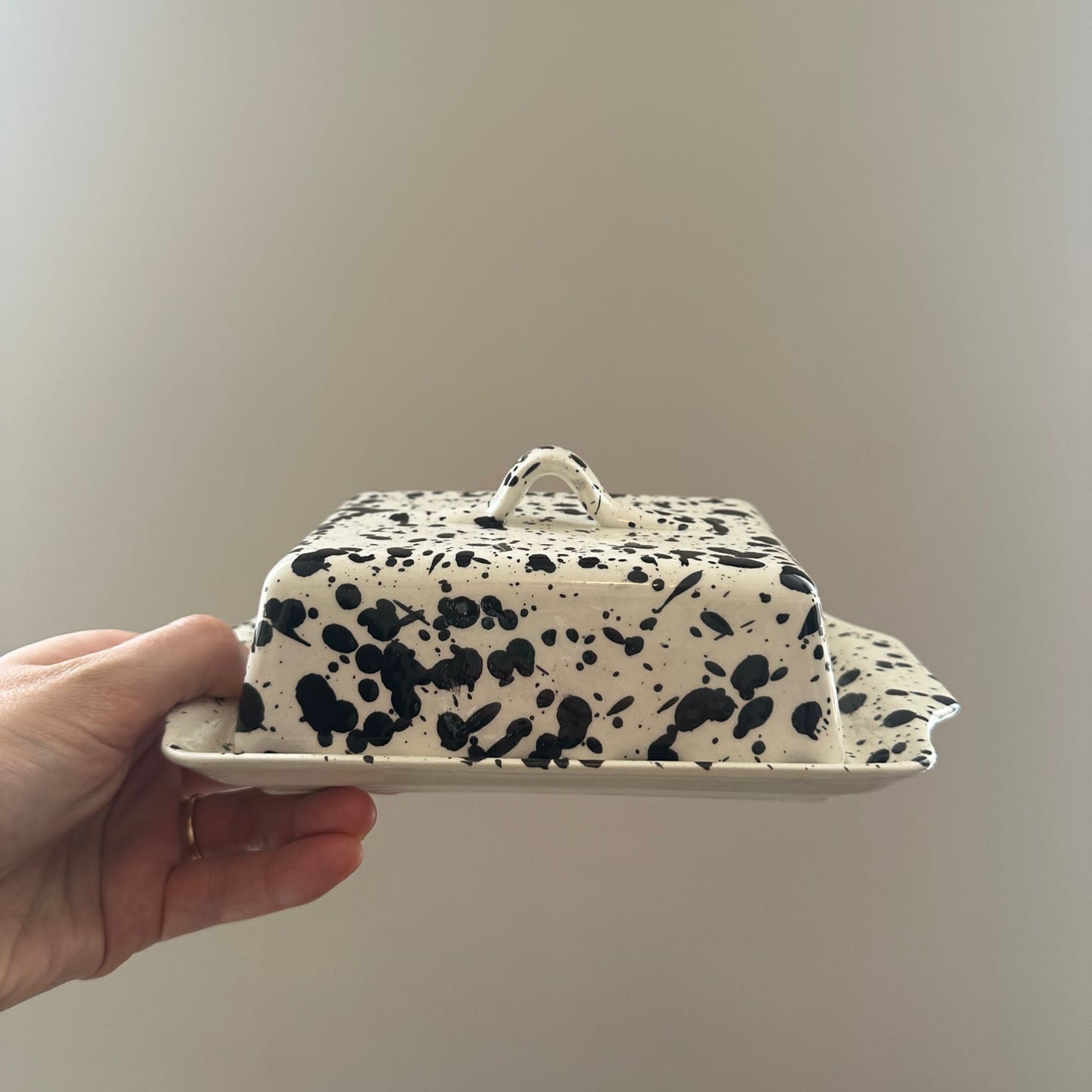 Black & White Splatter Butter Dish