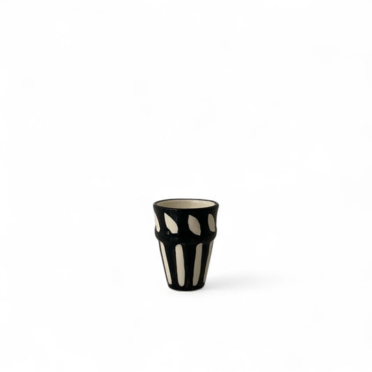 Black Moroccan Beldi Espresso Cup (Stripe)