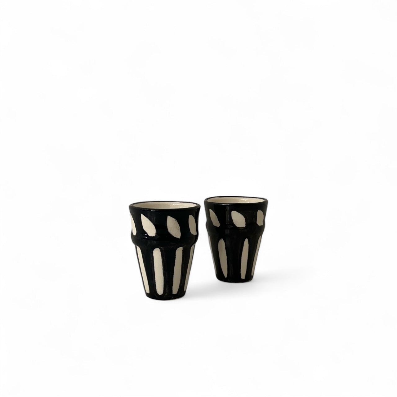 Black Moroccan Beldi Espresso Cup (Stripe)