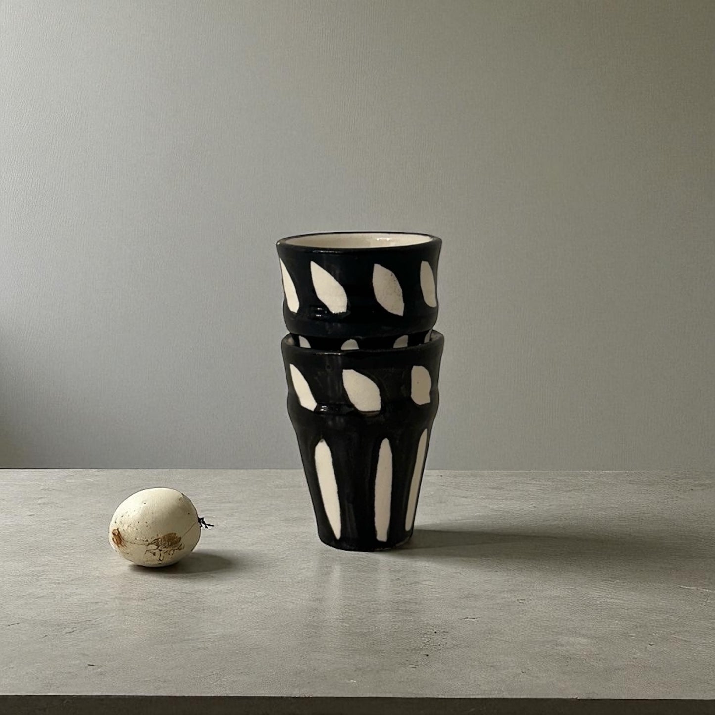 Black Moroccan Beldi Espresso Cup (Stripe)