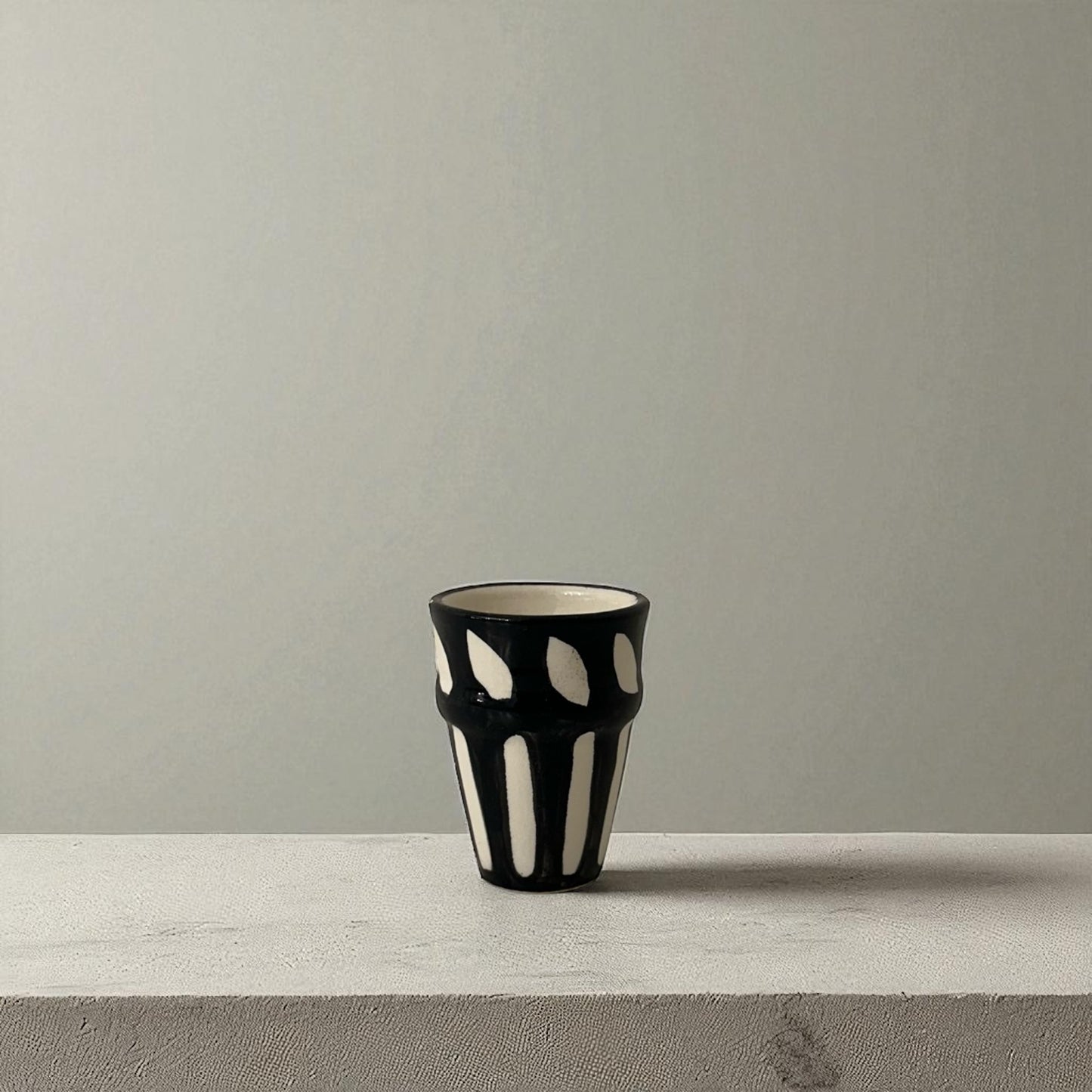 Black Moroccan Beldi Espresso Cup (Stripe)