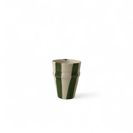 Green & White Moroccan Beldi Espresso Cup (Stripe)