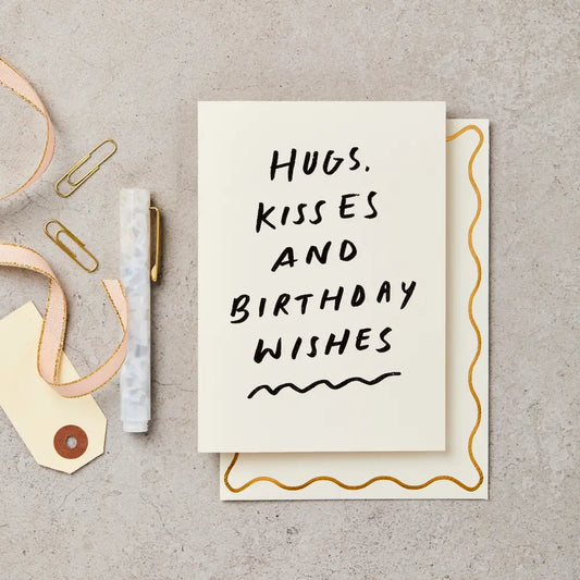 Handwritten Hugs, Kisses & Birthday Wishes Card